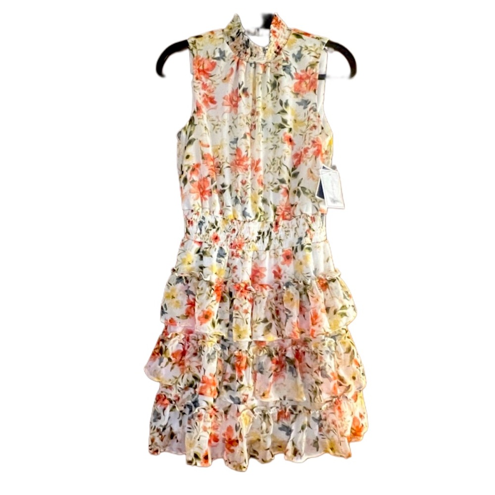 1. State Size Small Sleeveless Floral Dress. NEW with Tags. Tiered ruffle skirt
